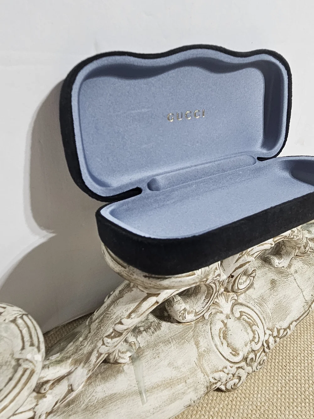 Gucci Blue Interior Eyewear Case with Black Exterior